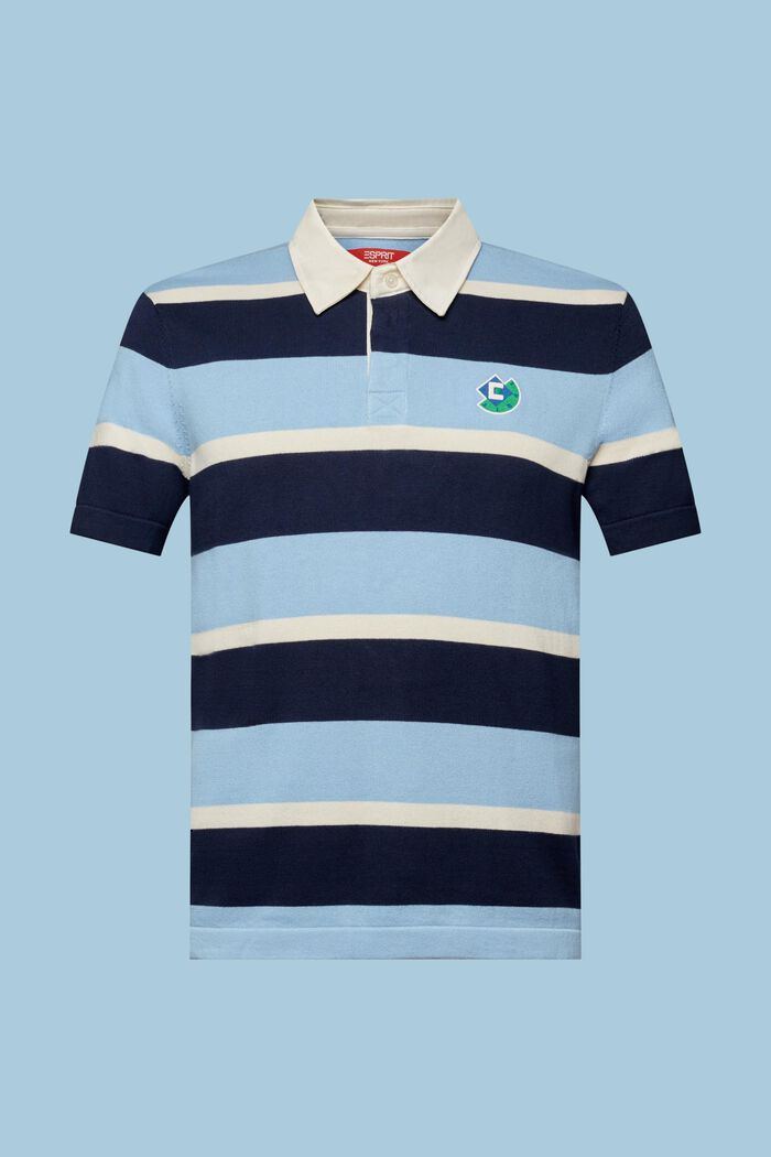 Raidallinen ja logollinen pikee-T-paita puuvillaa, BRIGHT BLUE, detail image number 6