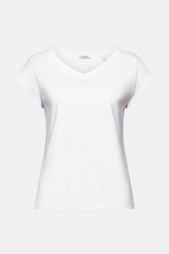 V-aukkoinen T-paita, WHITE, detail image number 5