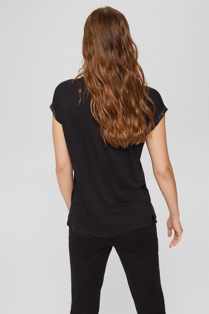Metallinhohtoinen T-paita LENZING™ ECOVEROA™, BLACK, detail image number 3