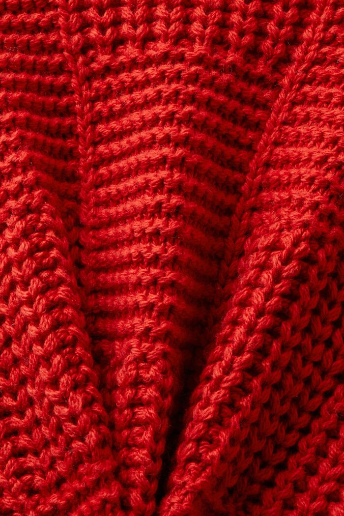 Shaalikauluksellinen neulepusero paksua neulosta, DARK RED, detail image number 5