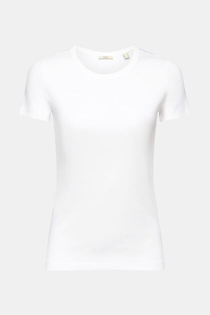 Ribbineulos-t-paita pyöreällä pääntiellä, WHITE, overview