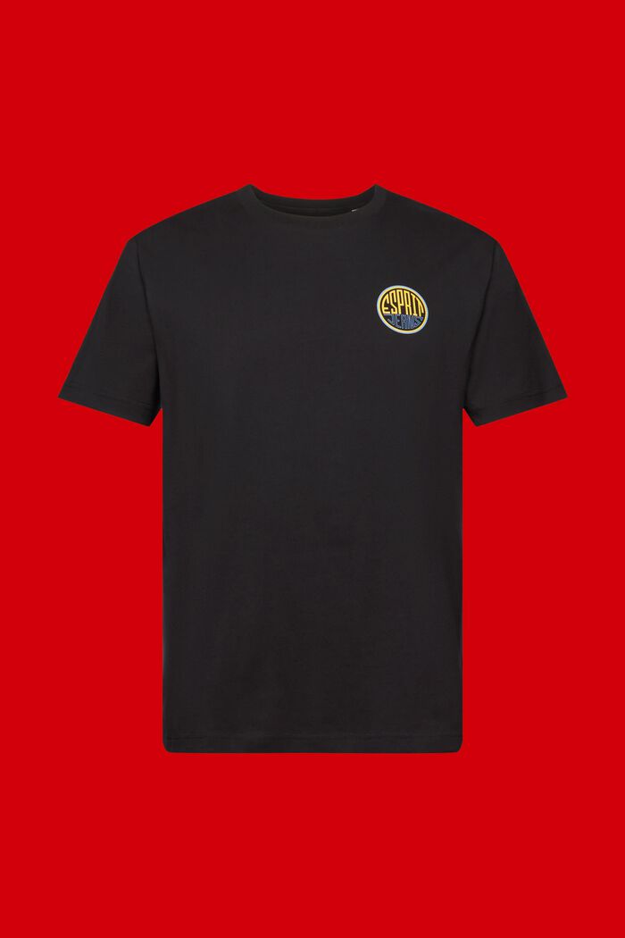 Puuvillainen t-paita, jossa logoprintti rinnassa, BLACK, detail image number 6