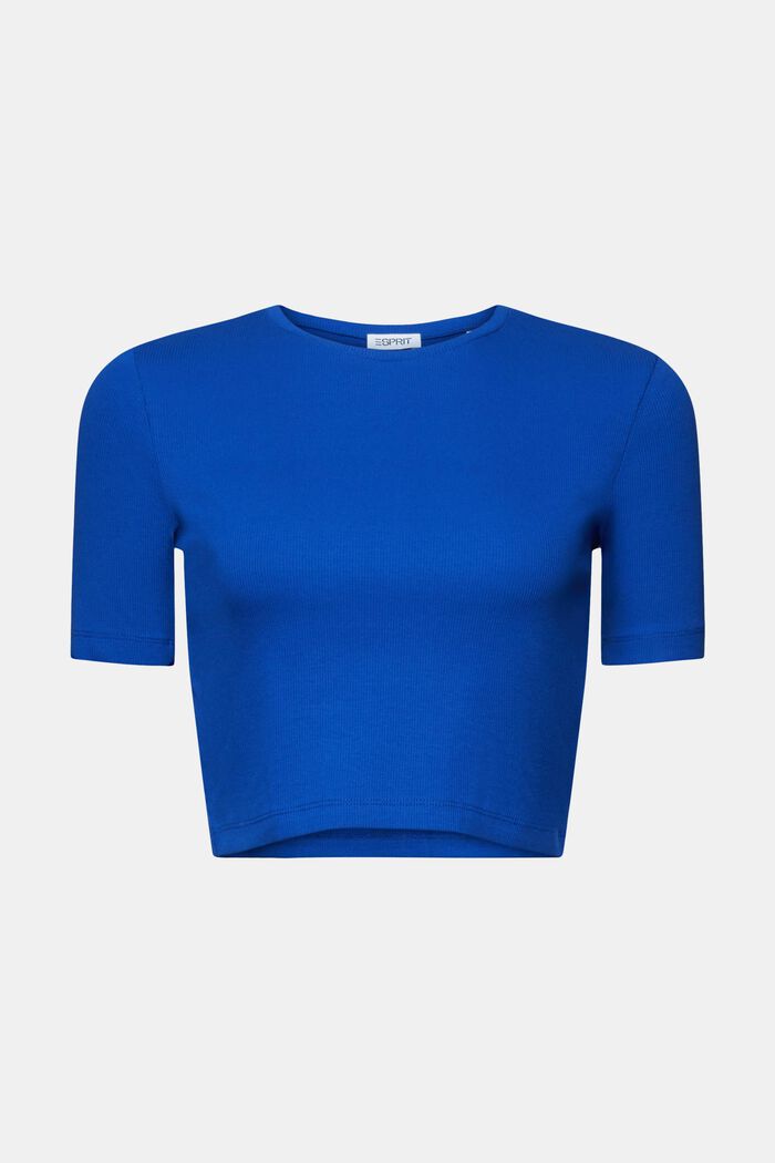 Vajaapituinen t-paita ribbipuuvillaa, BRIGHT BLUE, detail image number 6