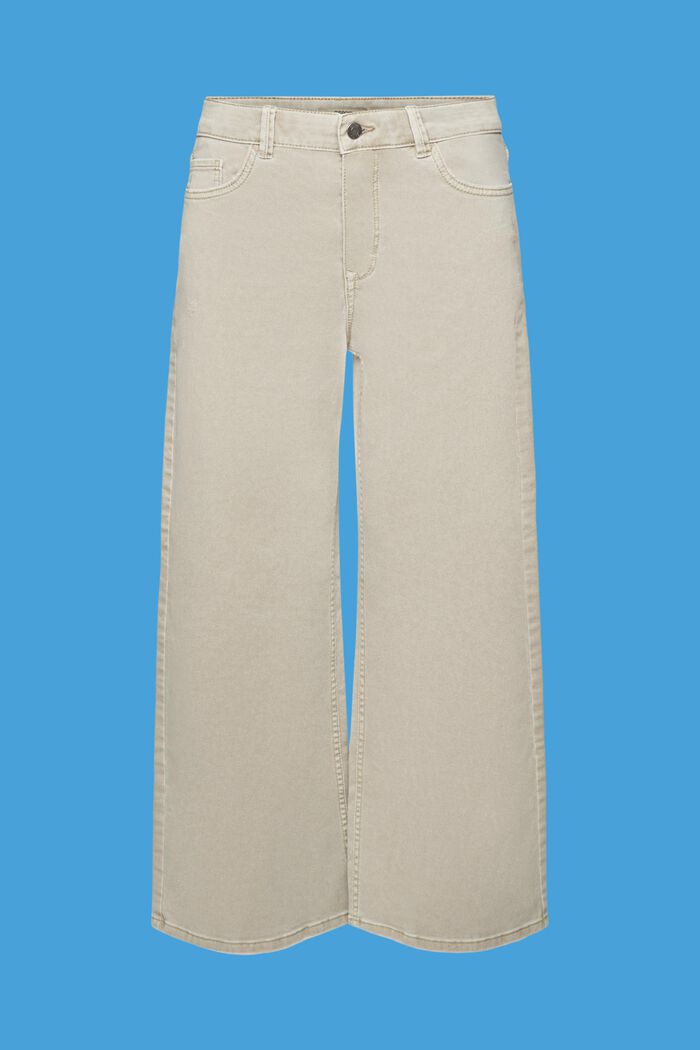 Korkeavyötäröiset leveälahkeiset culottehousut, DUSTY GREEN, detail image number 6