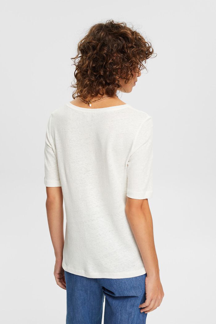 Sisältää pellavaa: yksivärinen T-paita, OFF WHITE, detail image number 3