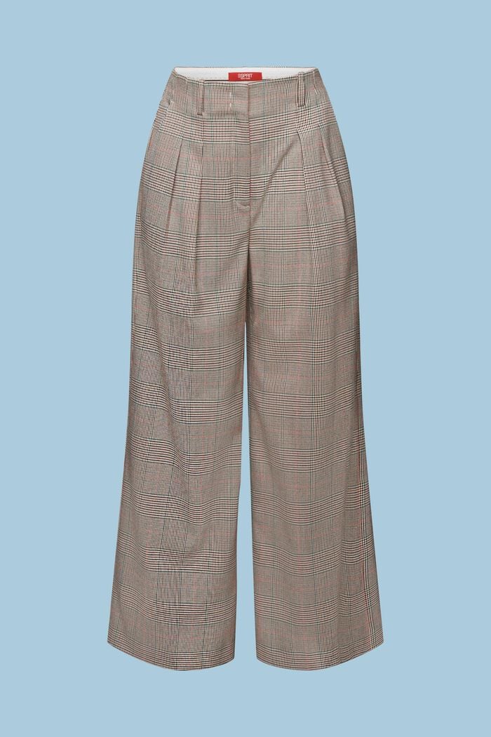 Ruudulliset, leveälahkeiset housut, CARAMEL, detail image number 6