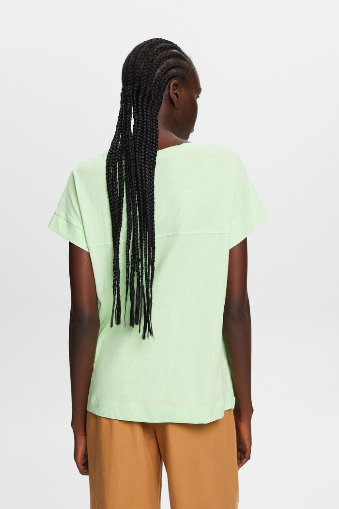 Puuvillainen T-paita, jossa V-pääntie, CITRUS GREEN, detail image number 3