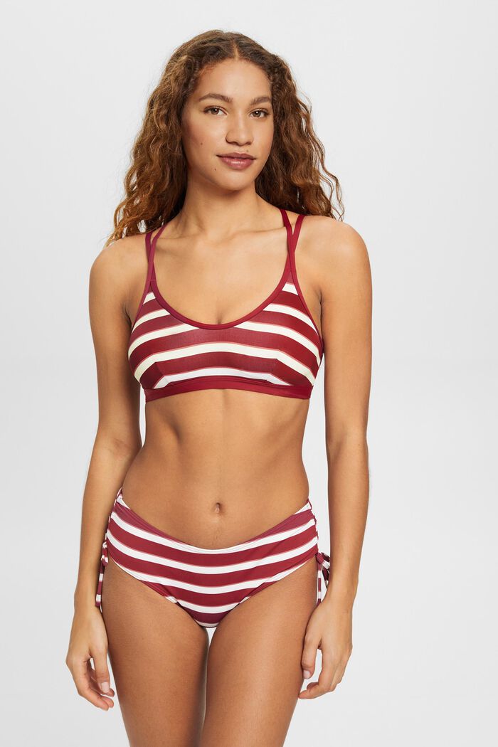 Topatut bikinit, joissa raidat ja ristikkäiset olkaimet, DARK RED, detail image number 0
