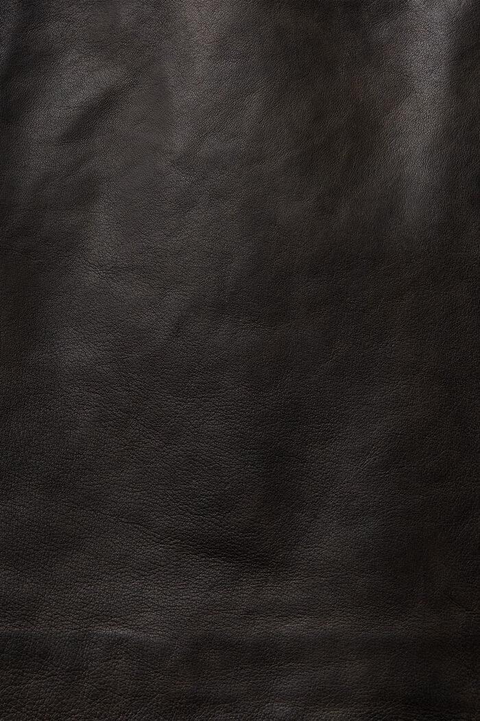 Nahkainen minihame epäsymmetrisellä vetoketjulla, BLACK, detail image number 6