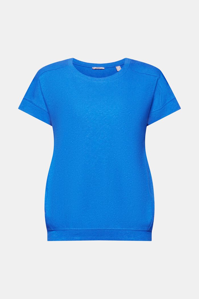 T-paita puuvillan ja pellavan sekoitetta, BRIGHT BLUE, detail image number 5