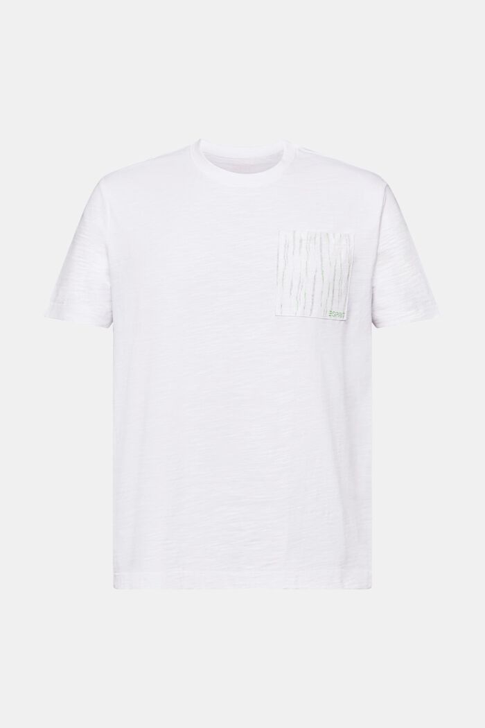T-paita slub-puuvillaa, taskussa logomerkki, WHITE, detail image number 6