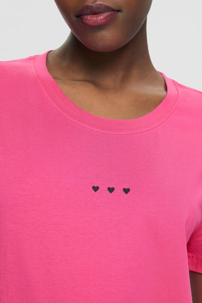 T-paita sydänprintillä, PINK FUCHSIA, detail image number 2