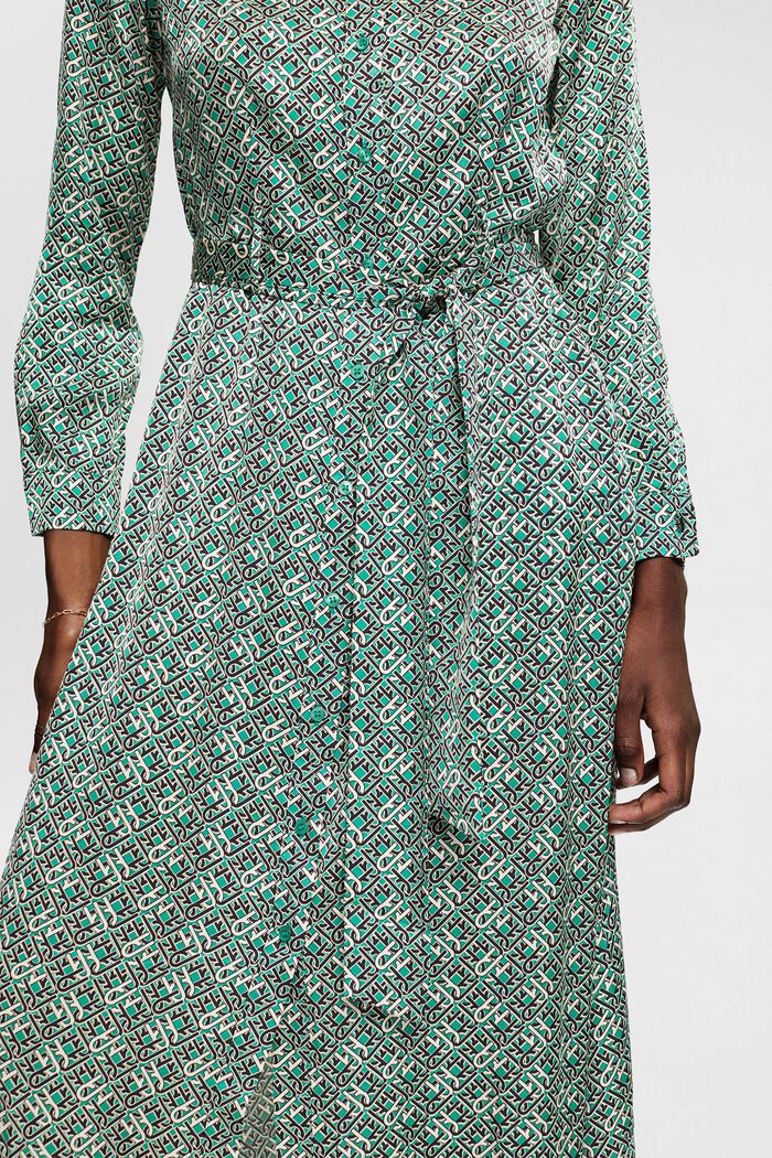 Kuvioitu mekko satiinijäljitelmää, EMERALD GREEN, detail image number 0