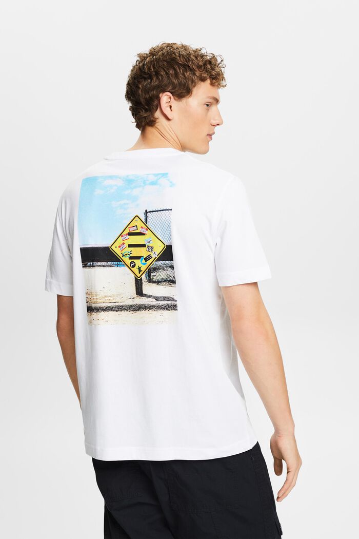 Graafinen t-paita puuvillajerseytä, WHITE, detail image number 2