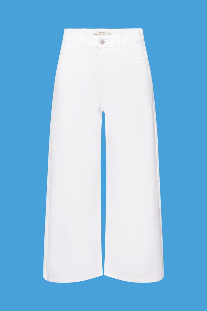 Korkeavyötäröiset leveälahkeiset culottehousut, WHITE, detail image number 7