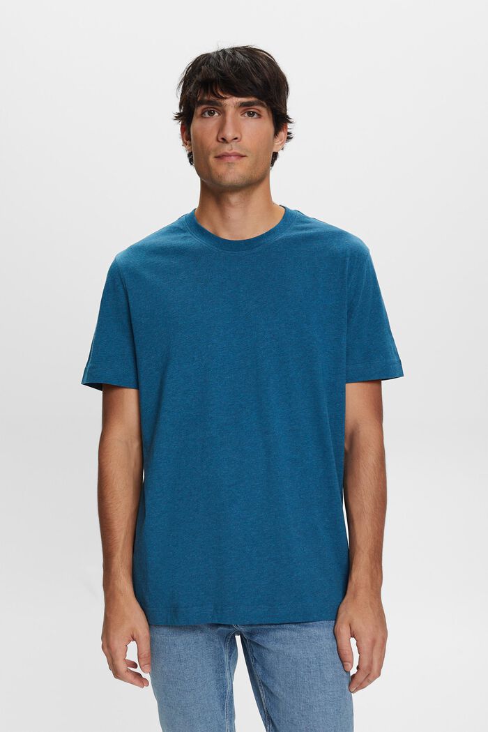 T-paita 100 % puuvillaa, pyöreä pääntie, GREY BLUE, detail image number 0