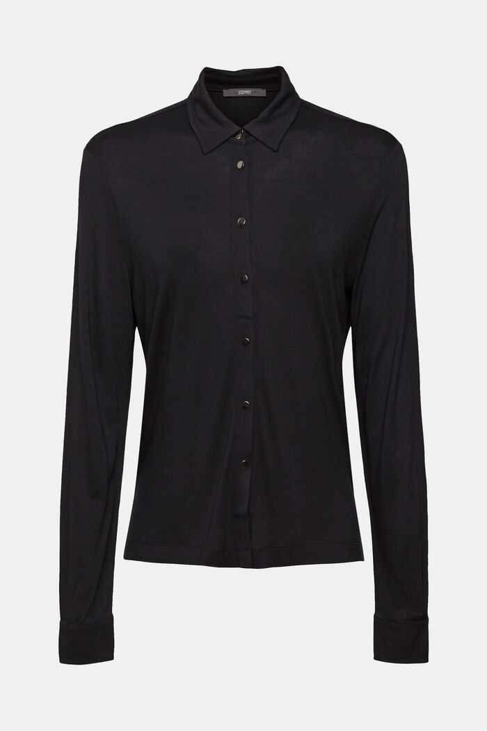 Napillinen pitkähihainen paita, LENZING™ ECOVERO™, BLACK, detail image number 2