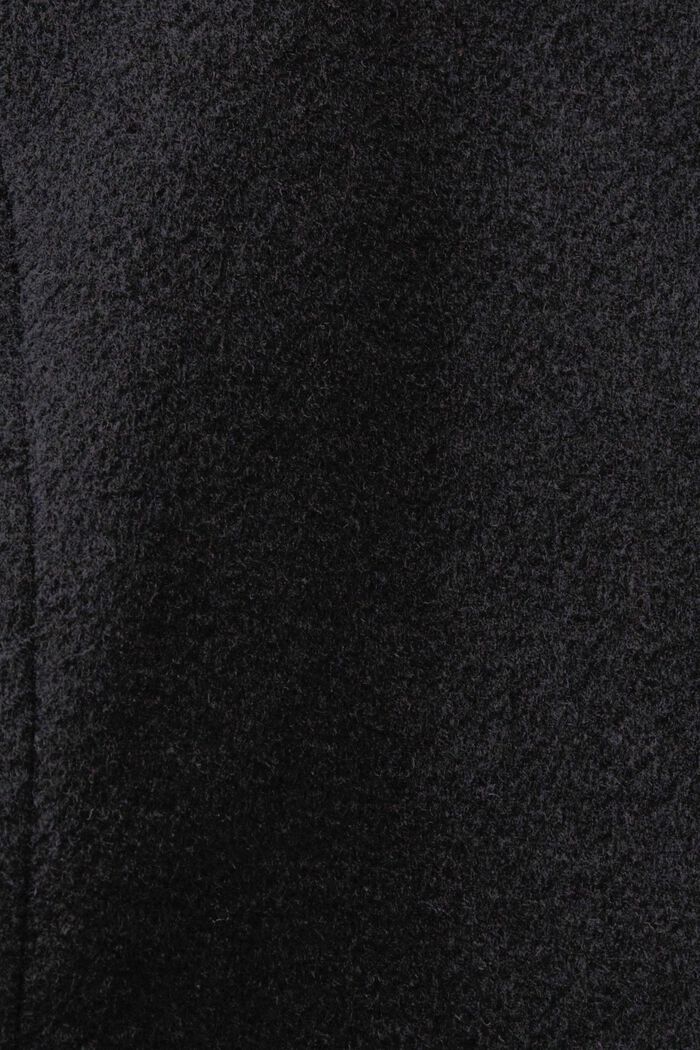 Kierrätettyä: hupullinen villasekoitetakki vyöllä, BLACK, detail image number 4