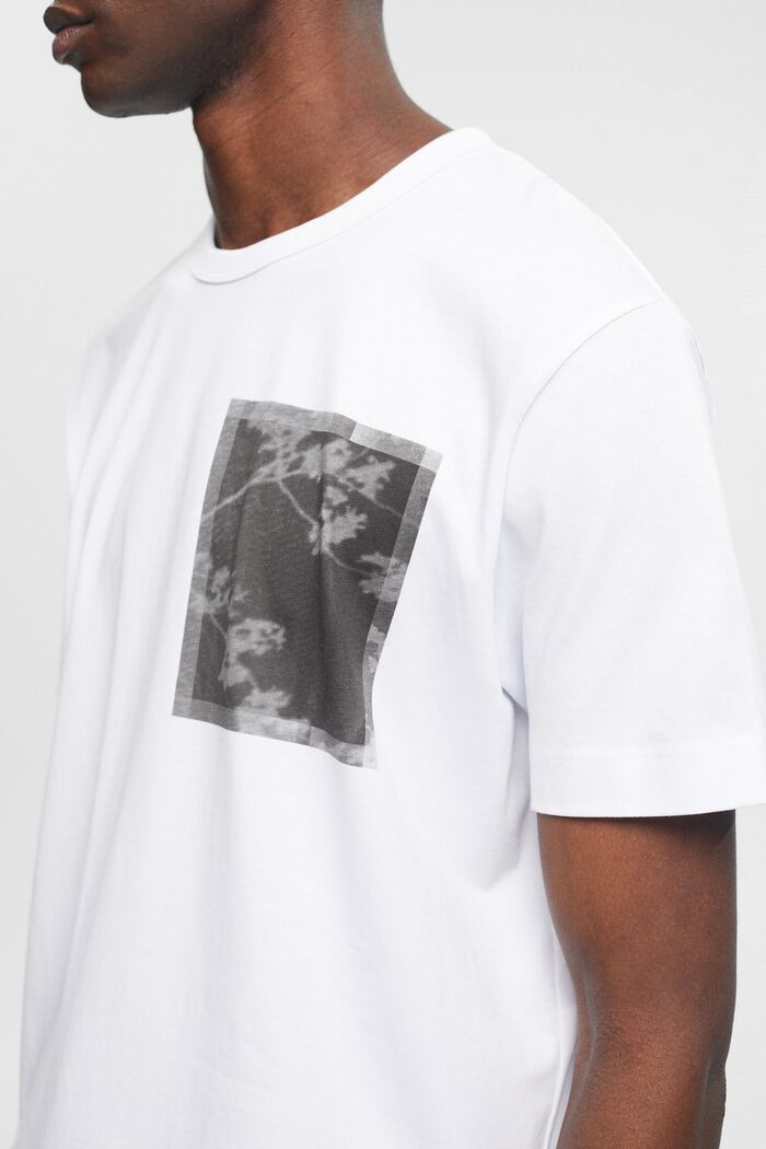 Puuvilla-t-paita, jossa printti rinnassa, WHITE, detail image number 2