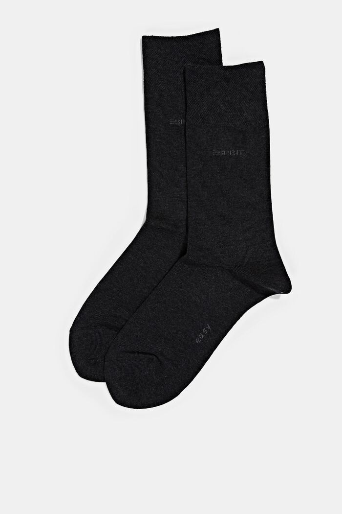 2 paria pehmeävartisia sukkia, luomupuuvillasekoitetta, BLACK, detail image number 2