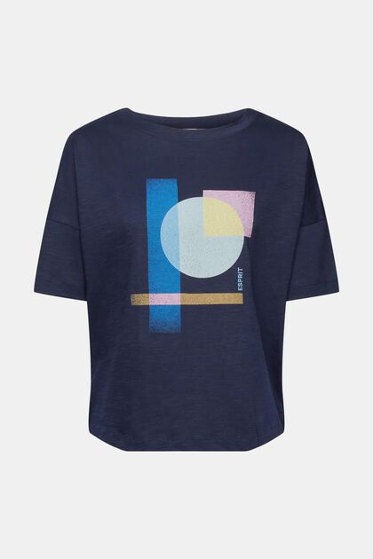 Geometrisesti kuvioitu puuvillainen t-paita
