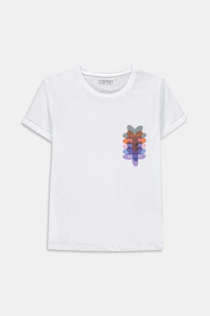 Meleerattu T-paita, jossa kukkapainatus, WHITE, detail image number 0
