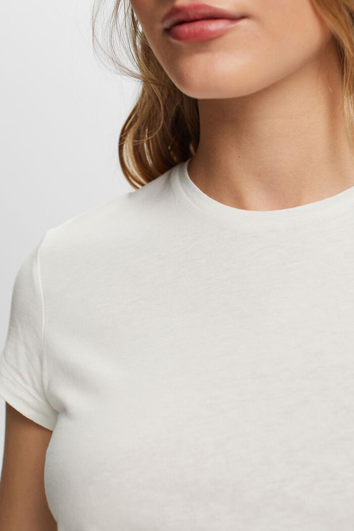 T-paita 100 % puuvillaa, pyöreä pääntie, OFF WHITE, detail image number 2