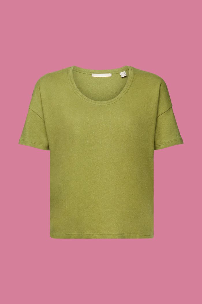 T-paita puuvillan ja pellavan sekoitetta, PISTACHIO GREEN, detail image number 6