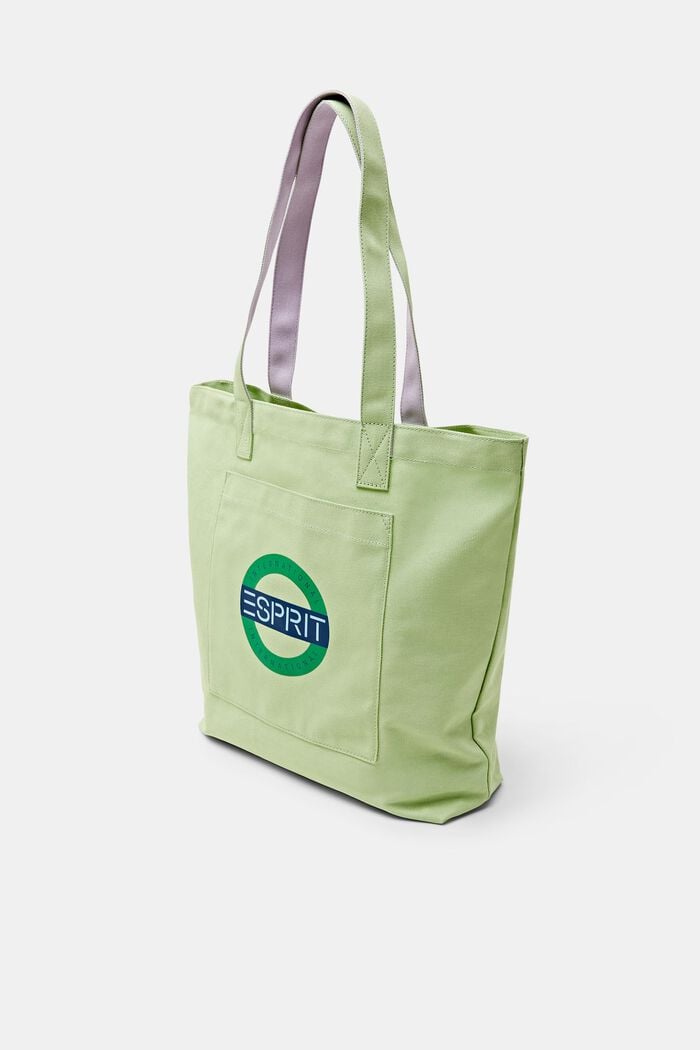 Logollinen tote bag kanvasta, LIGHT GREEN, detail image number 2
