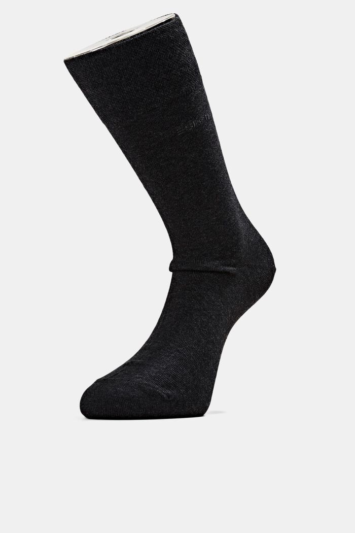 2 paria pehmeävartisia sukkia, luomupuuvillasekoitetta, BLACK, overview