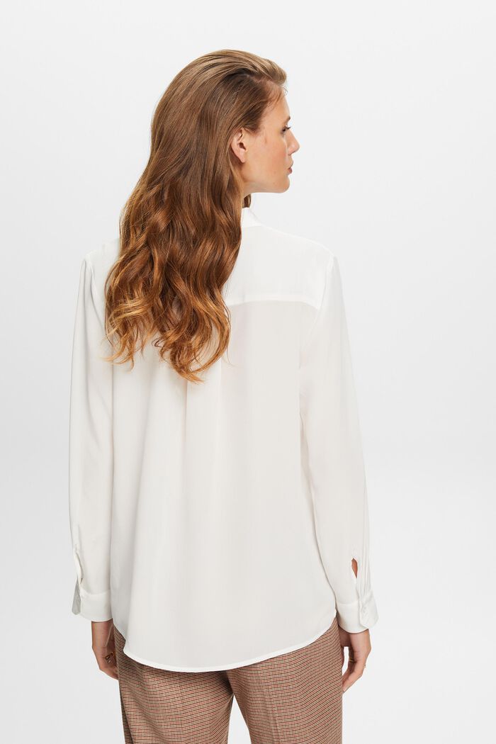 Silkkinen pusero, jossa V-pääntie, OFF WHITE, detail image number 3