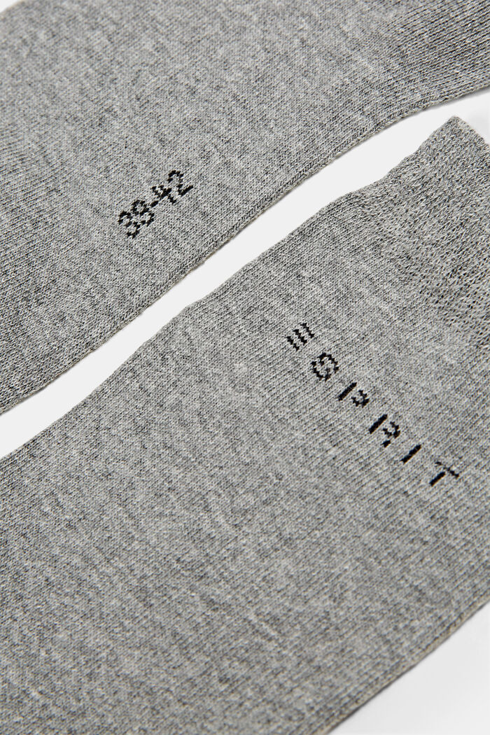 2 paria luomupuuvillasta valmistettuja sukkia, joissa neulottu logo, LIGHT GREY MELANGE, detail image number 1