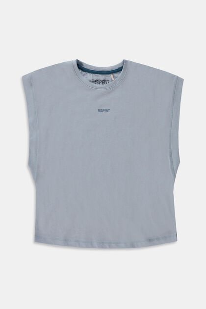 Laatikkomainen T-paita 100 % puuvillaa, PASTEL BLUE, overview