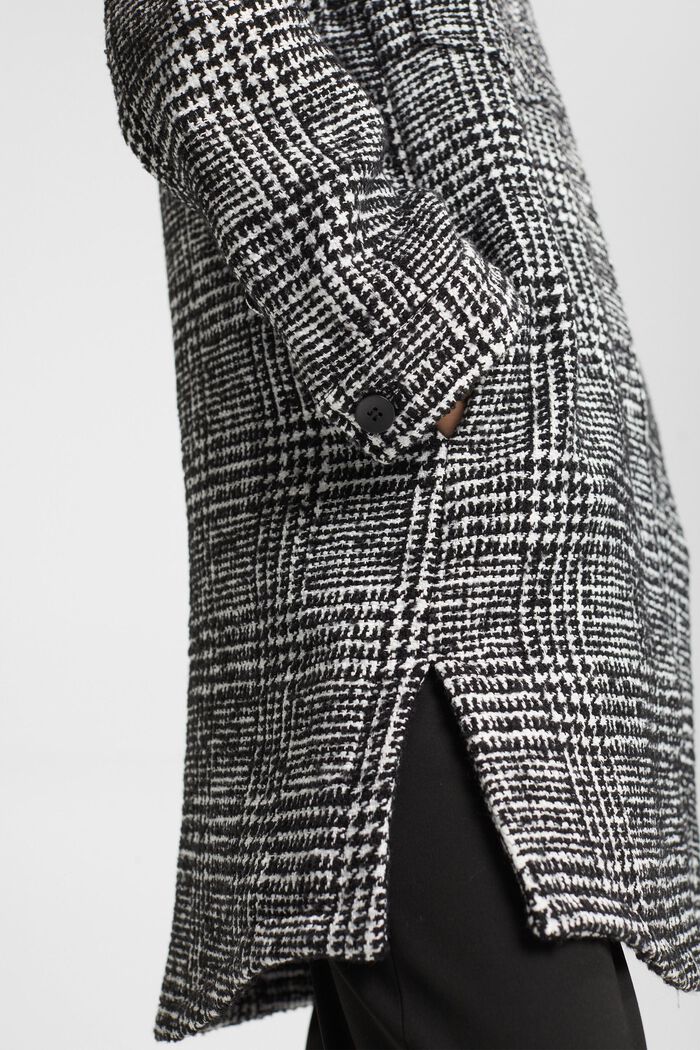 Ruudullinen takki villasekoitetta, BLACK, detail image number 5