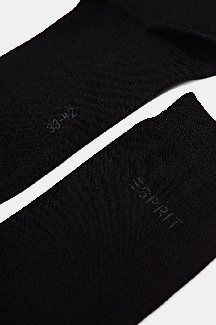 2 paria luomupuuvillasta valmistettuja sukkia, joissa neulottu logo, BLACK, detail image number 1