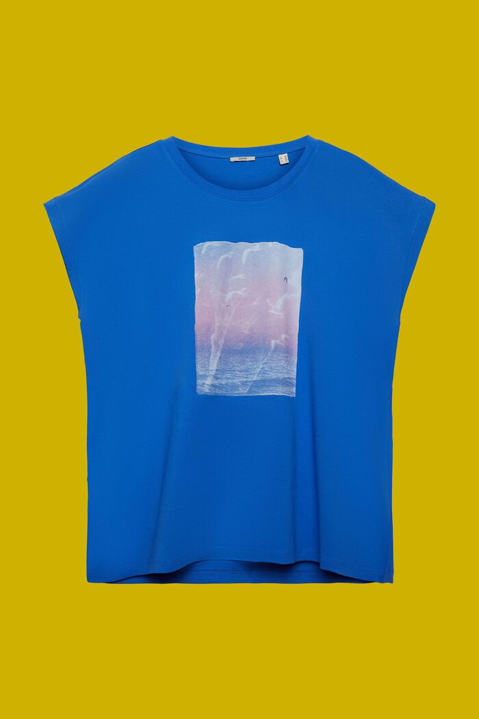 CURVY – T-paita, jossa painatus edessä, 100 % puuvillaa, BRIGHT BLUE, detail image number 5