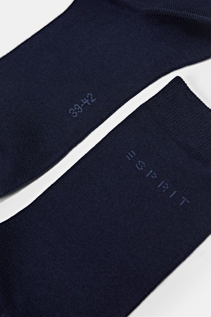 2 paria luomupuuvillasta valmistettuja sukkia, joissa neulottu logo, MARINE, detail image number 1