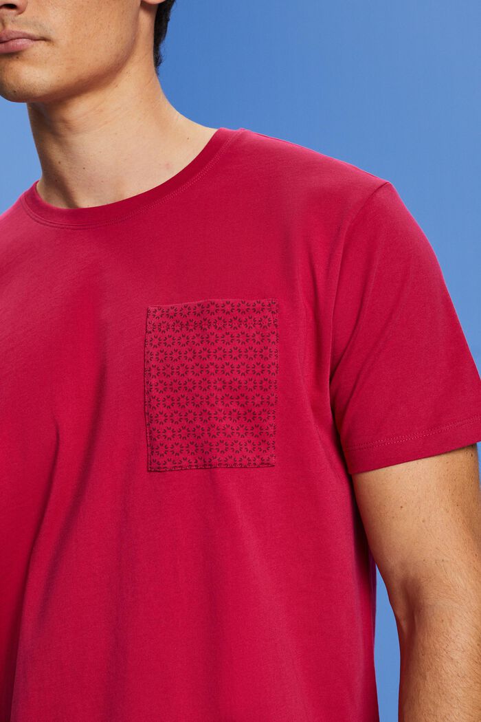 Rintataskullinen t-paita vastuullista puuvillaa, DARK PINK, detail image number 2