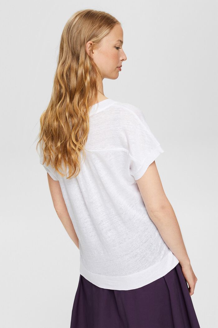 Batiikkiraitainen t-paita, 100 % pellavaa, WHITE, detail image number 3