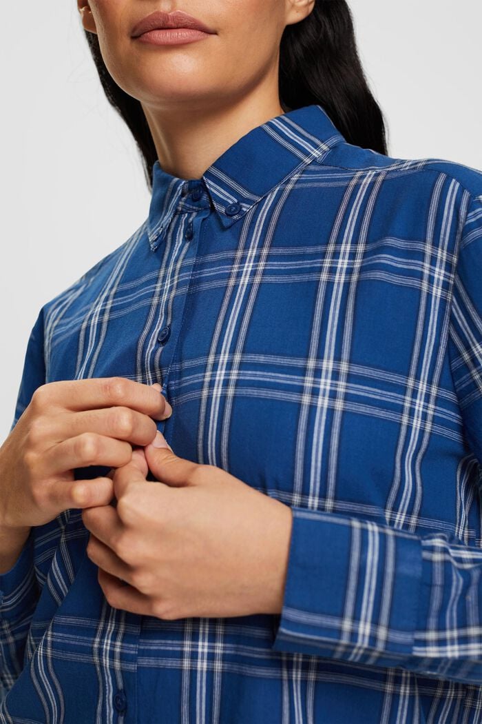 Ruudullinen paitapusero, jossa nappikaulus, BLUE, detail image number 3