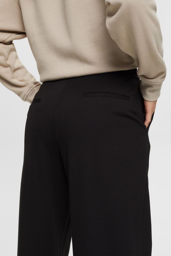 Leveät housut, joissa keskikorkea vyötärö, BLACK, detail image number 4