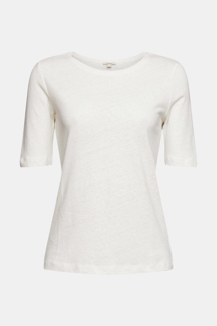 Sisältää pellavaa: yksivärinen T-paita, OFF WHITE, detail image number 6