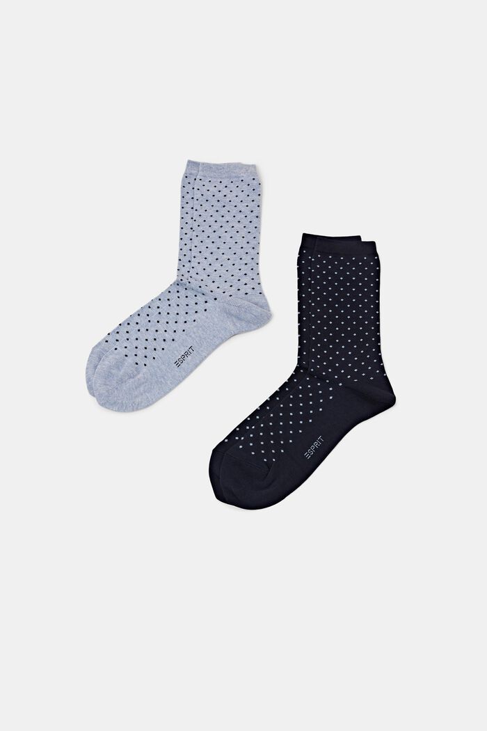 2 paria pilkullisia sukkia, luomupuuvillaa, LIGHT BLUE/NAVY, detail image number 0