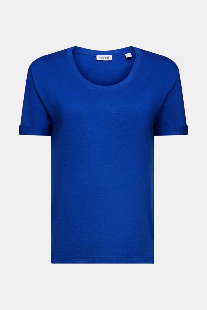 Pyöreäpäänteinen slub-T-paita, BRIGHT BLUE, detail image number 6