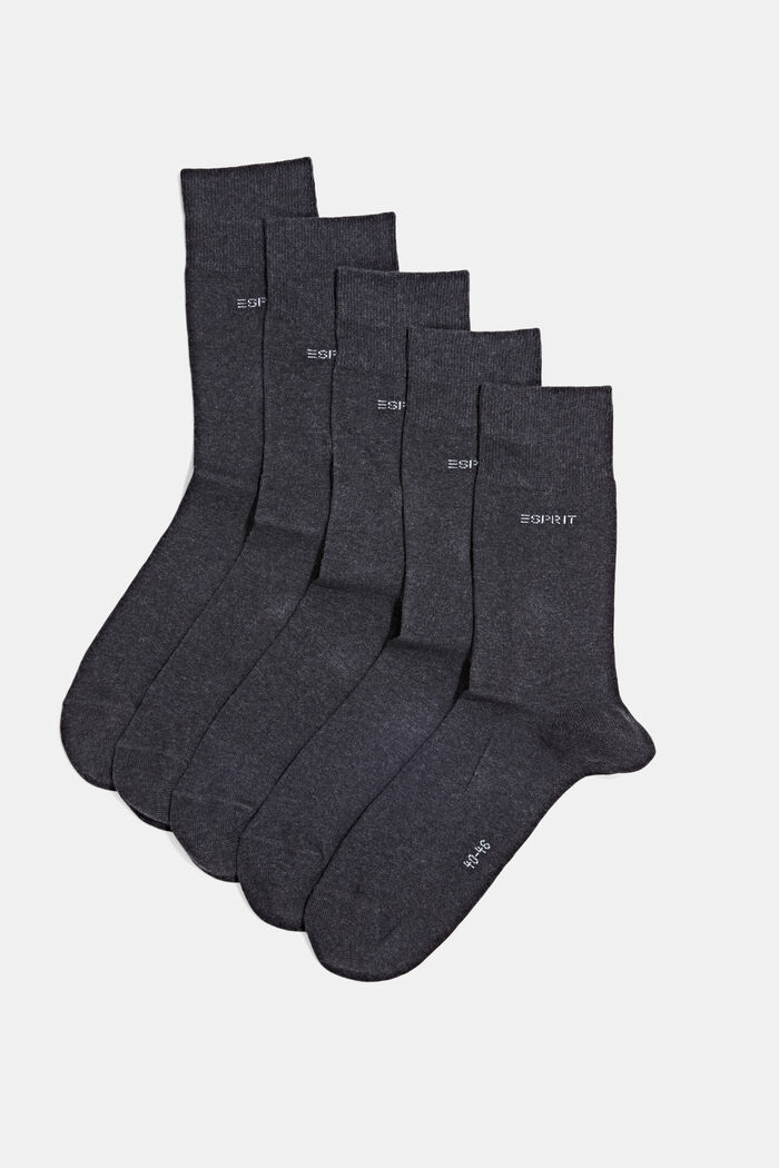 5 paria sukkia, luomupuuvillasekoitetta, ANTHRACITE MELANGE, detail image number 0