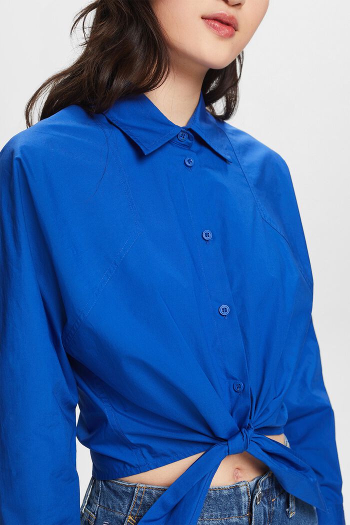 Vajaapituinen edestä solmittava paita, BRIGHT BLUE, detail image number 3