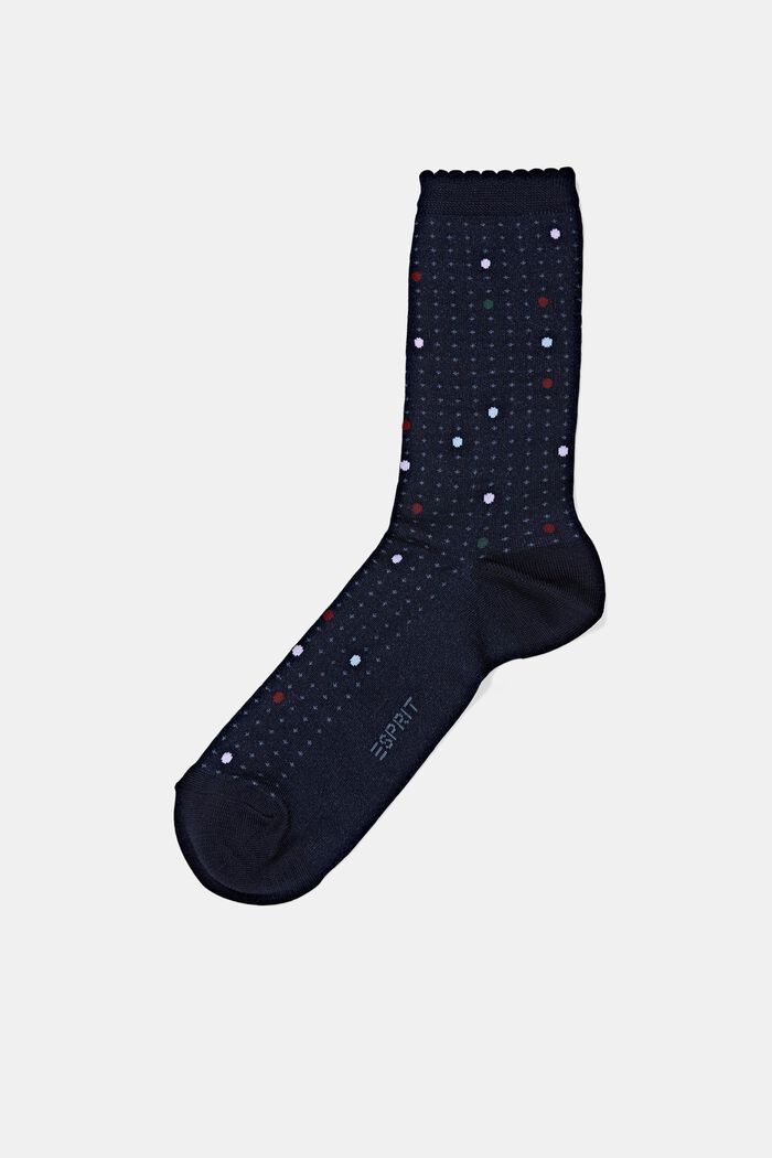 Puuvillasekoitteesta valmistetut sukat, joissa simpukkareunus, MARINE, detail image number 0