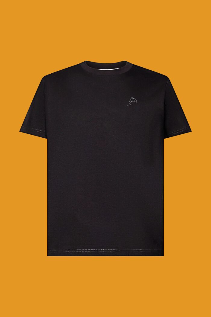 Puuvillainen t-paita delfiiniprintillä, BLACK, detail image number 6
