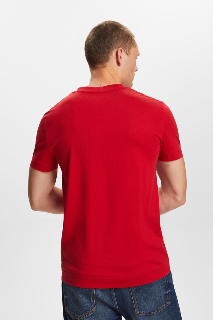 Jersey-t-paita V-pääntiellä, 100 % puuvillaa, DARK RED, detail image number 3