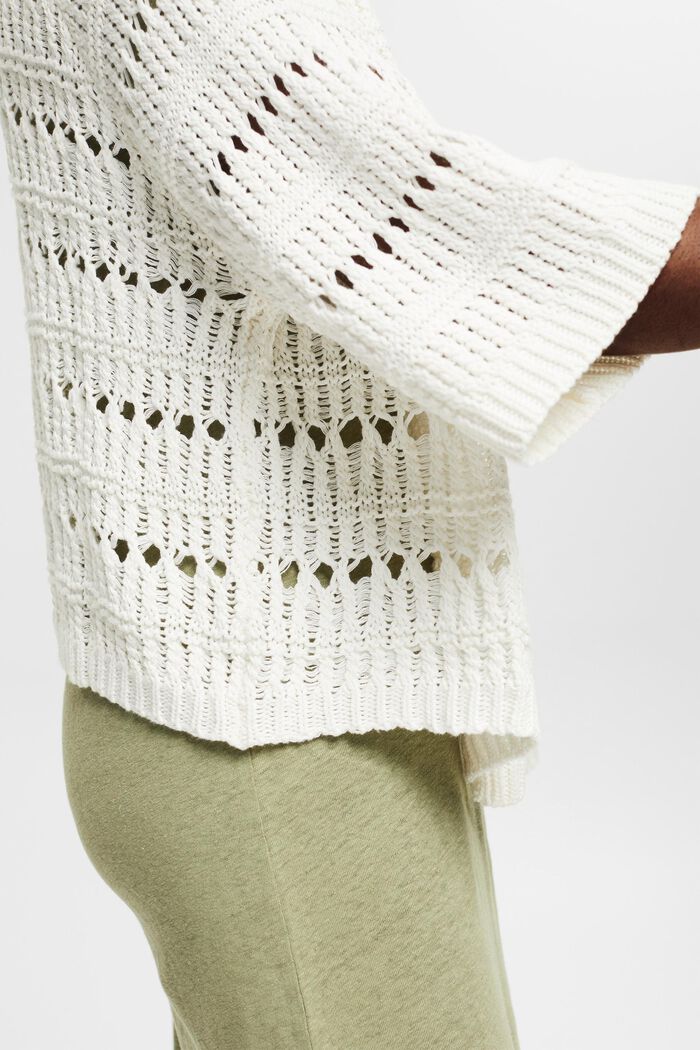 Lyhyt neuleponcho, OFF WHITE, detail image number 3